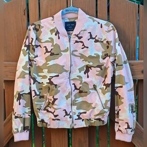 Love Tree Pink and Brown Camo Varsity Jacket